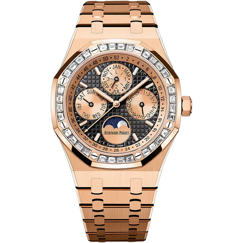 Audemars Piguet Royal Oak Black Dial Perpetual Calendar Rose Gold Diamond Bezel 41mm - Limited 20