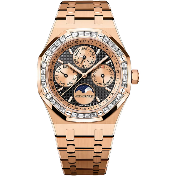 Audemars Piguet Royal Oak Black Dial Perpetual Calendar Rose Gold Diamond Bezel 41mm - Limited 20