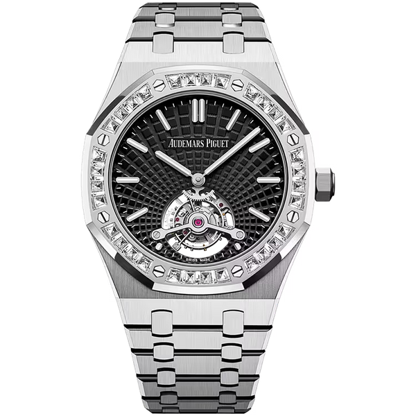 Audemars Piguet Royal Oak Black Dial Tourbillon Extra-Thin White Gold Diamond Bezel 41mm - Limited 10