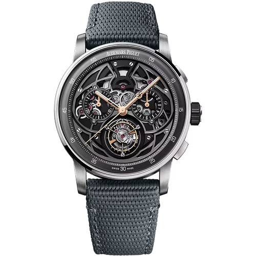 Audemars Piguet Code 11.59 Skeleton Dial Tourbillon Chronograph White Gold Rubber Strap 41mm