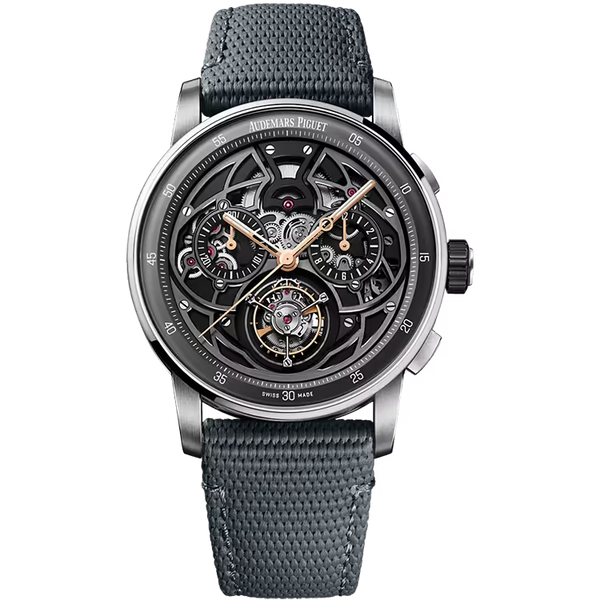 Audemars Piguet Code 11.59 Skeleton Dial Tourbillon Chronograph White Gold Rubber Strap 41mm