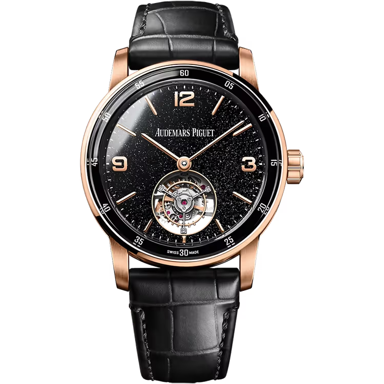 Audemars Piguet 11.59 Black Celestial Dial Flying Tourbillon Rose Gold Leather Strap 41mm - Image 1