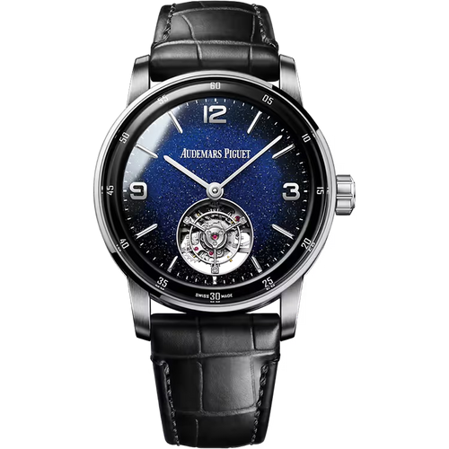 Audemars Piguet 11.59 Blue Celestial Dial Flying Tourbillon White Gold Rubber Strap 41mm