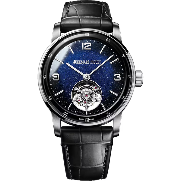 Audemars Piguet 11.59 Blue Celestial Dial Flying Tourbillon White Gold Rubber Strap 41mm