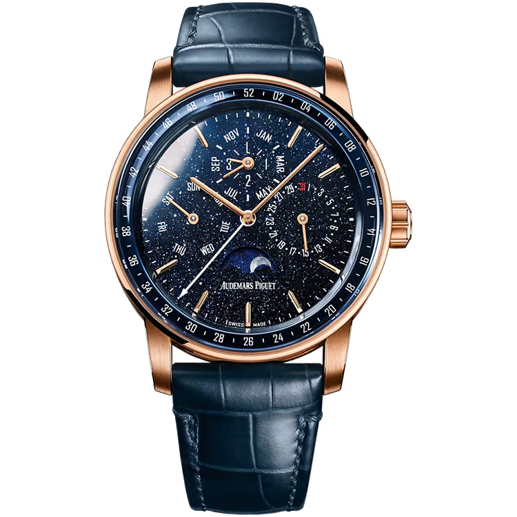 Audemars Piguet Code 11.59 Blue Dial Perpetual Calendar Rose Gold Leather Strap 41mm - Image 1