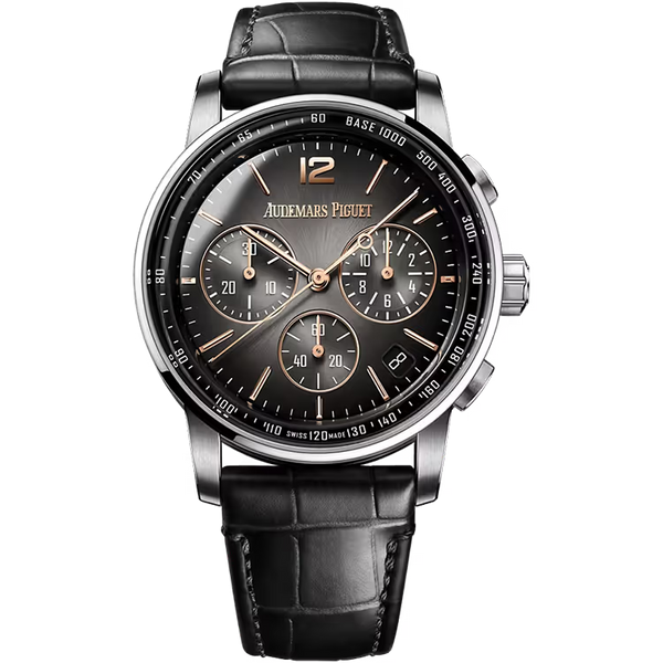 Audemars Piguet Code 11.59 Grey Dial Chronograph Rose Gold Leather Strap 41mm