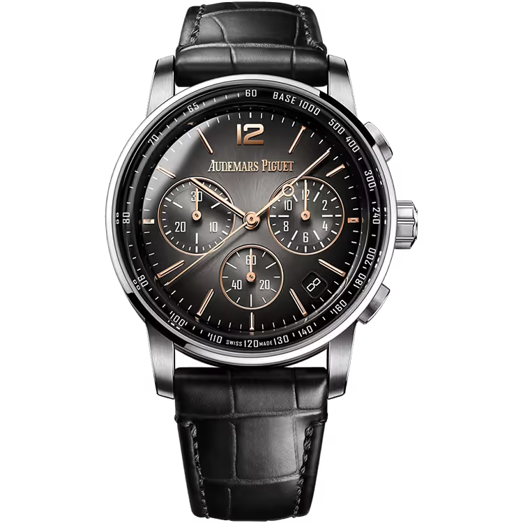 Audemars Piguet Code 11.59 Grey Dial Chronograph Rose Gold Leather Strap 41mm - Image 1
