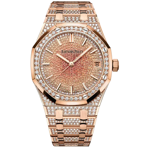 Audemars Piguet Royal Oak Diamond Pave Dial Rose Gold Diamond Bezel Diamond Bracelet 41mm