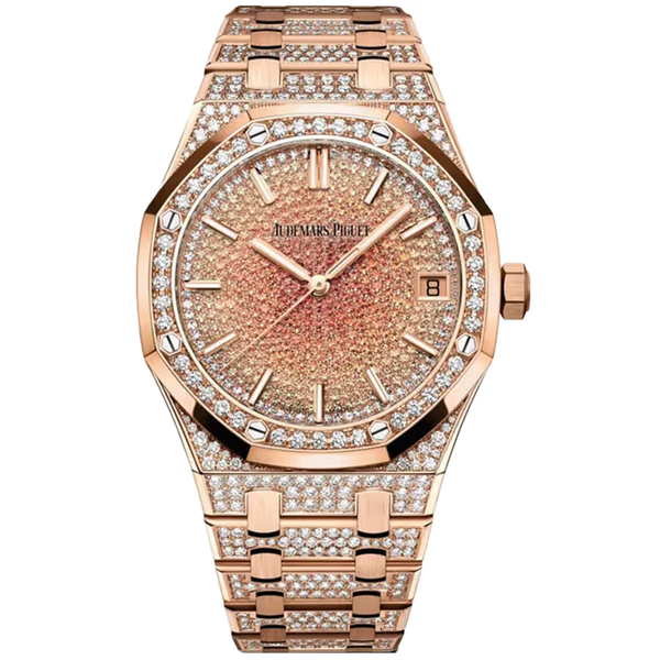 Audemars Piguet Royal Oak Diamond Pave Dial Rose Gold Diamond Bezel Diamond Bracelet 41mm