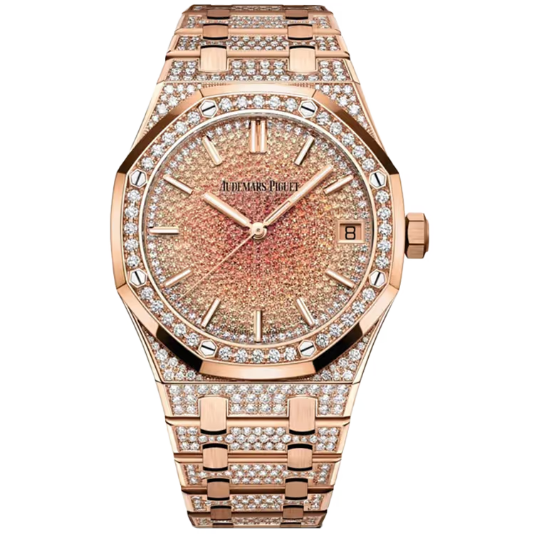 Audemars Piguet Royal Oak Diamond Pave Dial Rose Gold Diamond Bezel Diamond Bracelet 41mm - Image 1