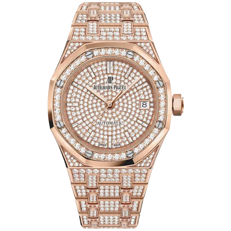 Audemars Piguet Royal Oak Diamond Pave Dial Rose Gold Diamond Bezel Diamond Bracelet 37mm - Image 1