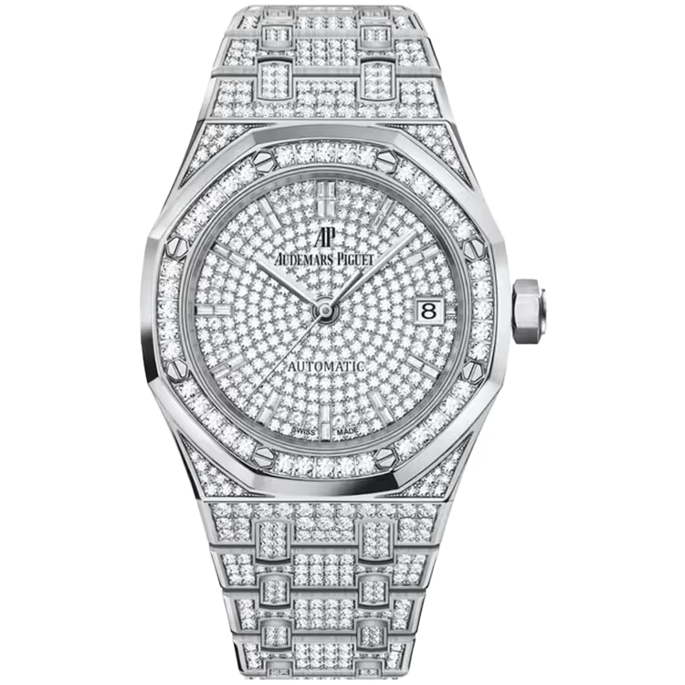 Audemars Piguet Royal Oak Diamond Pave Dial White Gold Diamond Bezel Diamond Bracelet 37mm - Image 1