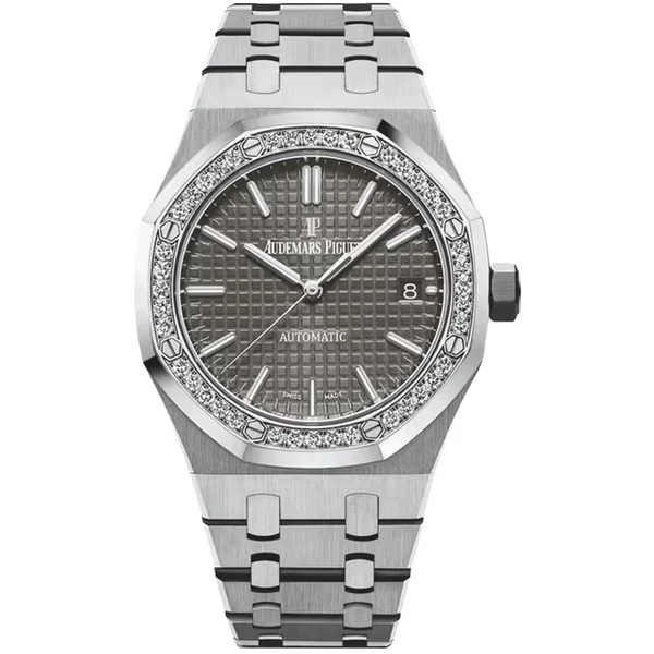 Audemars Piguet Royal Oak Grey Dial Stainless Steel Diamond Bezel 37mm