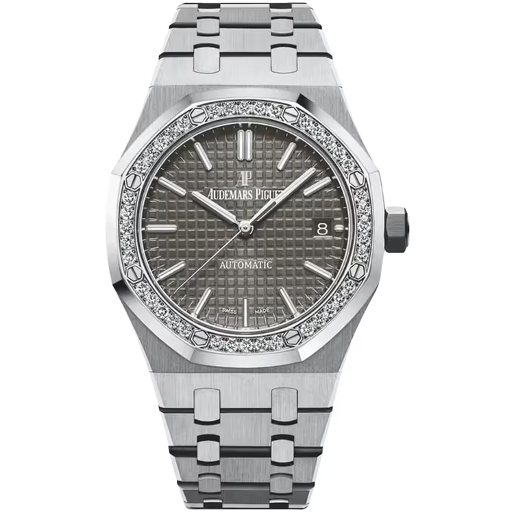 Audemars Piguet Royal Oak Grey Dial Stainless Steel Diamond Bezel 37mm - Image 1