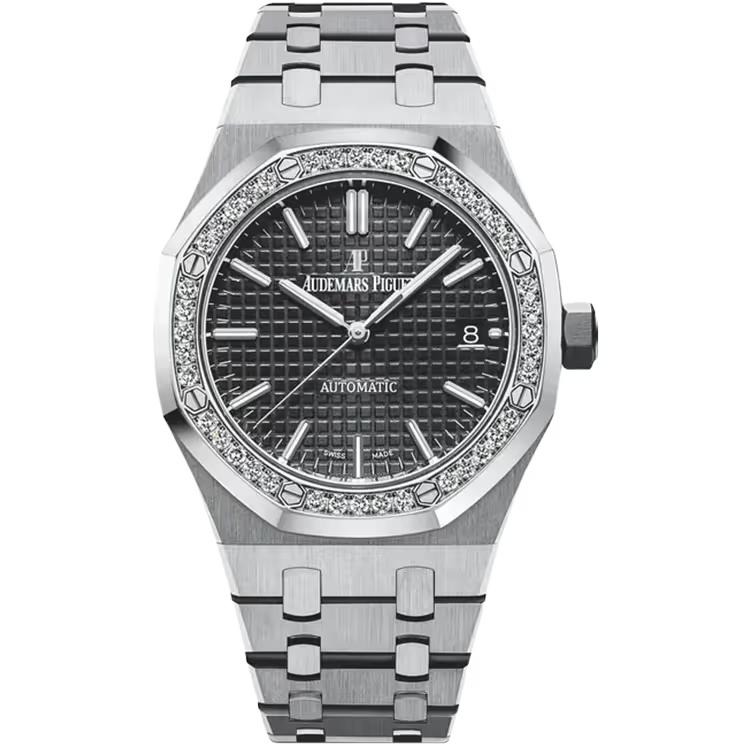 Audemars Piguet Royal Oak Black Dial Stainless Steel Diamond Bezel 37mm - Image 1