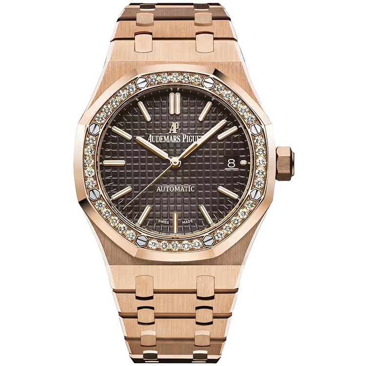 Audemars Piguet Royal Oak Chocolate Dial Rose Gold Diamond Bezel 37mm - Image 1