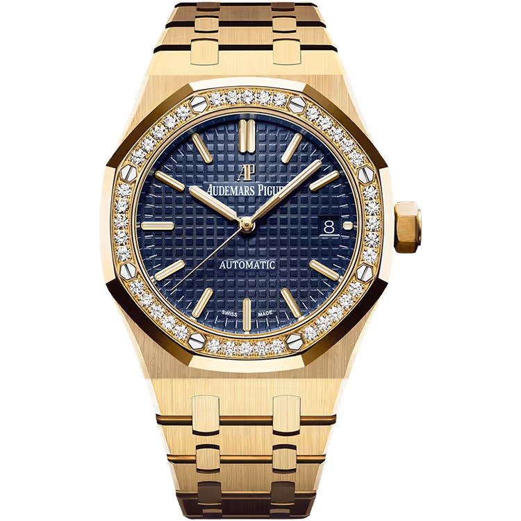 Audemars Piguet Royal Oak Blue Dial Yellow Gold Diamond Bezel 37mm - Image 1