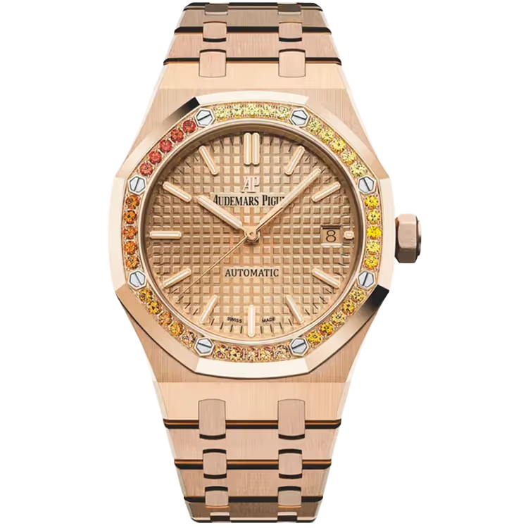 Audemars Piguet Royal Oak Rose Dial Rose Gold Ombre Gem Bezel 37mm - Image 1