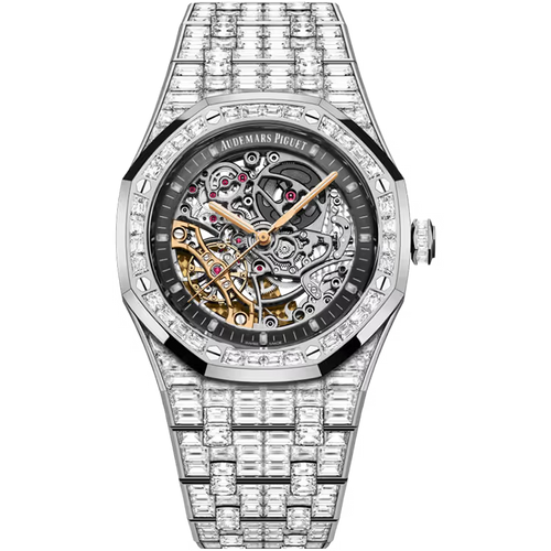 Audemars Piguet Royal Oak Diamond Pave Dial White Gold Diamond Bezel Diamond Bracelet 41mm
