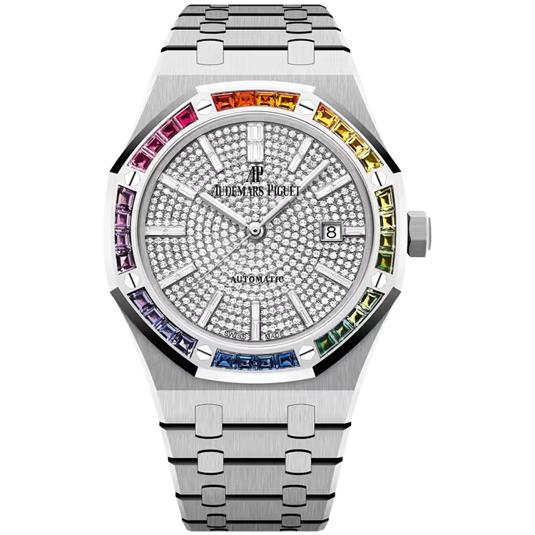 Audemars Piguet Royal Oak Diamond Pave Dial White Gold Rainbow Bezel 41mm - Image 1