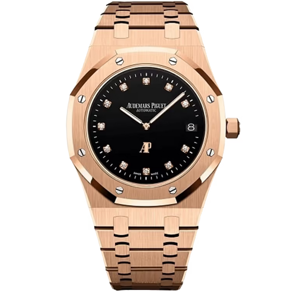 Audemars Piguet Royal Oak Black Onyx Diamond Dial Japan Edition Jumbo Extra-Thin Rose Gold 39mm - Limited 30