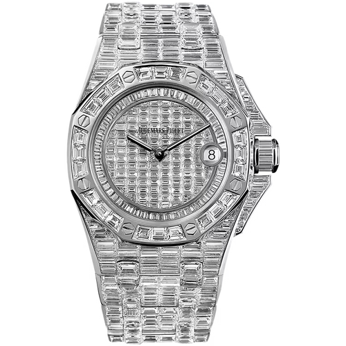 Audemars Piguet Royal Oak Offshore Diamond Pave Dial Chronograph White Gold Diamond Bezel 37mm