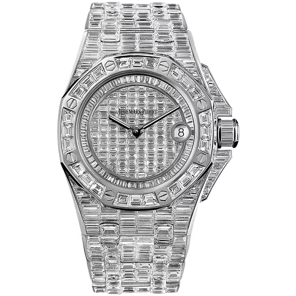 Audemars Piguet Royal Oak Offshore Diamond Pave Dial Chronograph White Gold Diamond Bezel 37mm