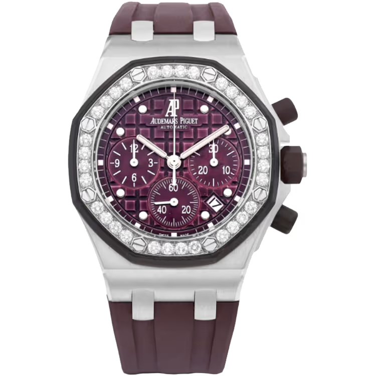 Audemars Piguet Royal Oak Offshore Purple Dial Chronograph Stainless Steel Diamond Bezel Rubber Strap 37mm - Image 1
