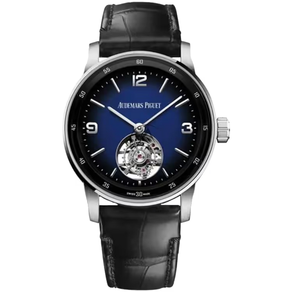 Audemars Piguet 11.59 Blue Ombre Dial Flying Tourbillon White Gold Leather Strap 41mm