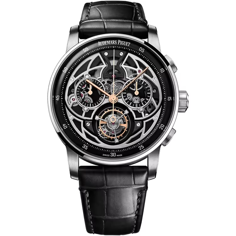 Audemars Piguet Code 11.59 Skeleton Dial Tourbillon Chronograph White Gold Leather Strap 41mm - Limited 50 - Image 1