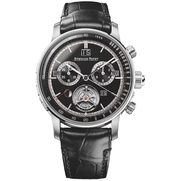 Audemars Piguet Code 11.59 Black Dial Ultra Complication White Gold Leather Strap 42mm