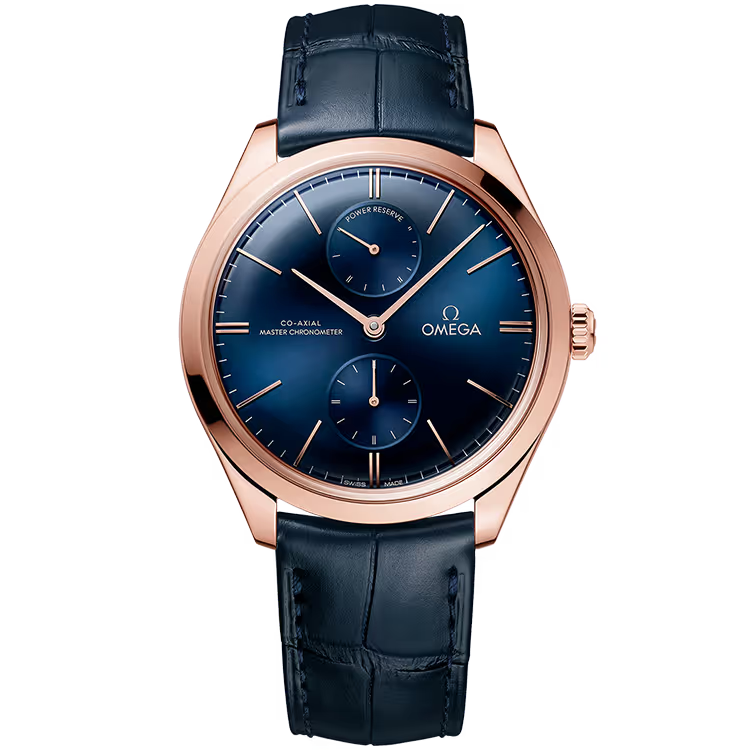 Omega Tresor Blue Dial Rose Gold Leather Strap 40mm - Image 1