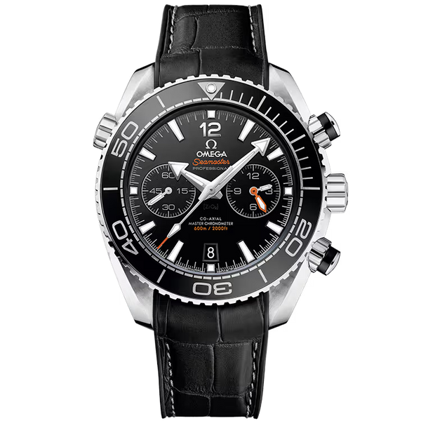Omega Planet Ocean Black Dial Stainless Steel Leather Strap 46mm