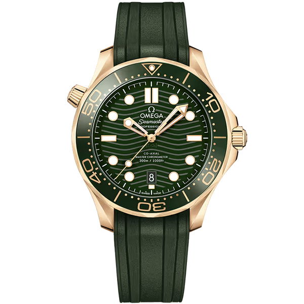 Omega Diver Green Dial Rose Gold Rubber Strap 42mm