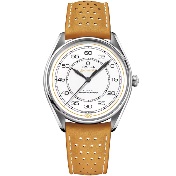 Omega Heritage Model White Dial Olympic Stainless Steel Yellow Leather Strap 40mm - Limited 100