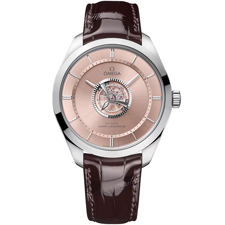 Omega Tourbillon Rose Dial White Gold Leather Strap 43mm - Image 1
