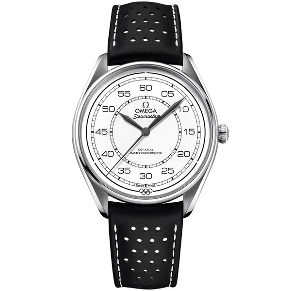 Omega Heritage Model White Dial Olympic Stainless Steel Black Leather Strap 40mm - Limited 100