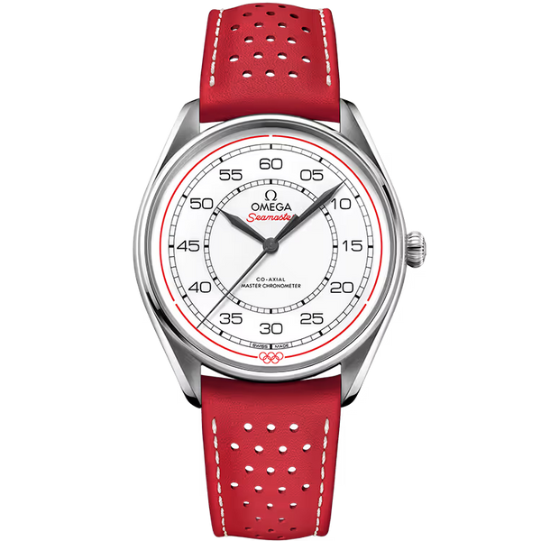 Omega Heritage Model White Dial Olympic Stainless Steel Red Leather Strap 40mm - Limited 100