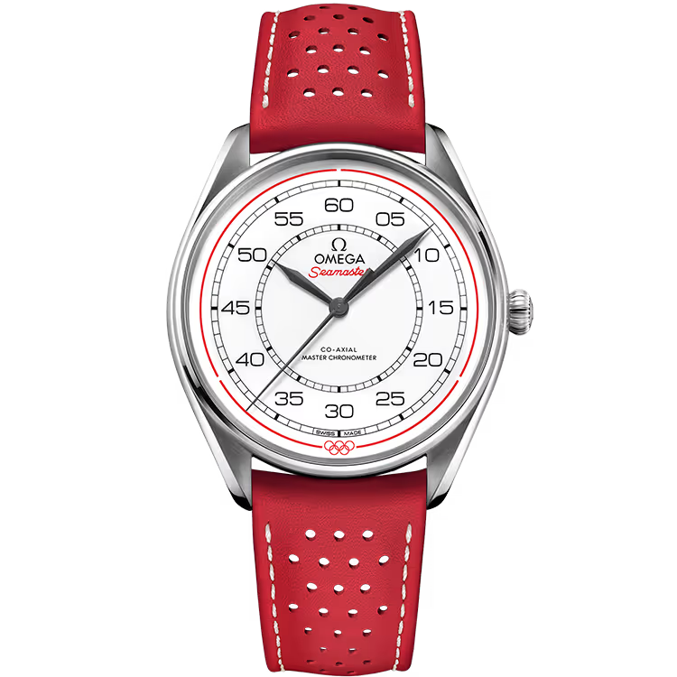 Omega Heritage Model White Dial Olympic Stainless Steel Red Leather Strap 40mm - Limited 100 - Image 1