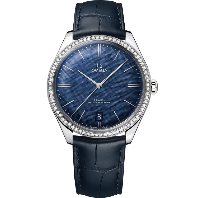Omega Tresor Blue Motif Dial Stainless Steel Leather Strap 40mm - Image 1