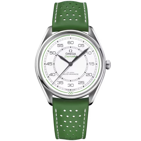 Omega Heritage Model White Dial Olympic Stainless Steel Green Leather Strap 40mm - Limited 100