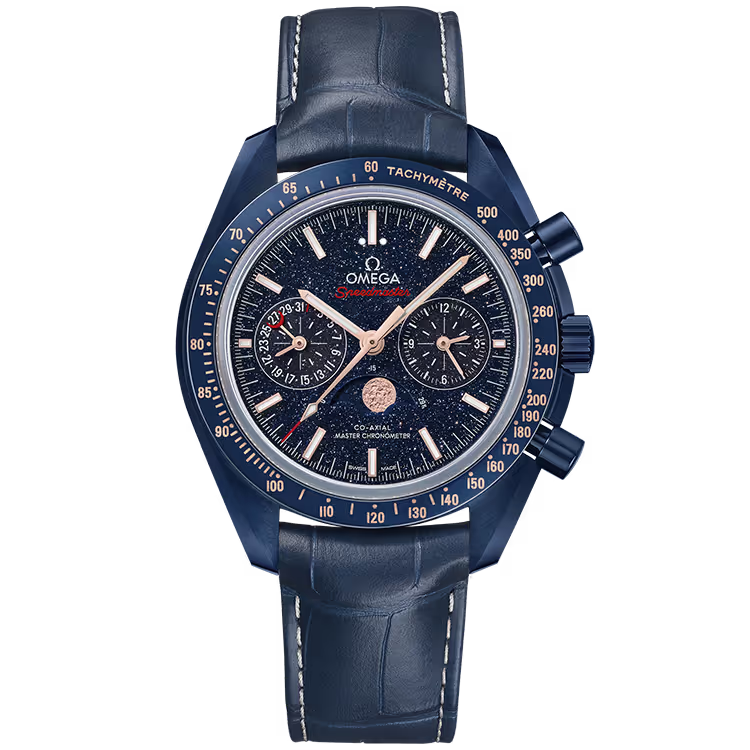 Omega Two Counters Blue Dial Ceramic Leather Strap 44mm - Image 1