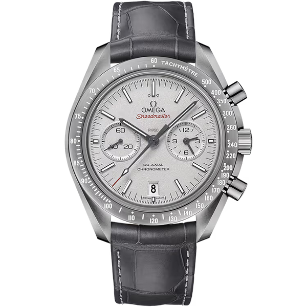Omega Dark Side of the Moon Grey Dial Grey Ceramic Leather Strap 44mm