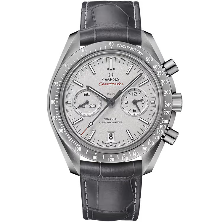 Omega Dark Side of the Moon Grey Dial Grey Ceramic Leather Strap 44mm - Image 1