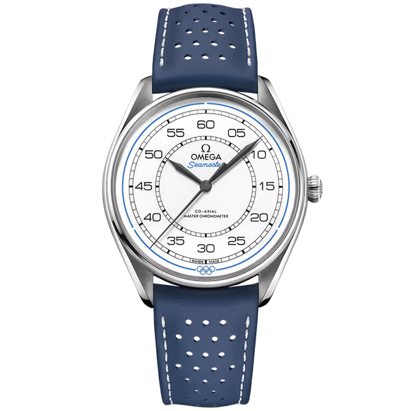 Omega Heritage Model White Dial Olympic Stainless Steel Blue Leather Strap 40mm - Limited 100