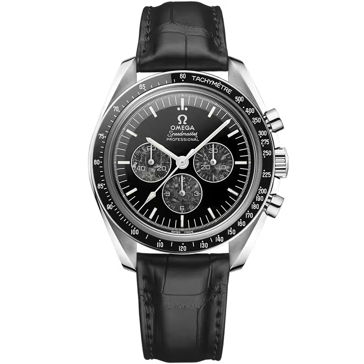 Omega Calibre 321 Black Onyx Dial Chronograph Platinum Leather Strap 42mm - Image 1