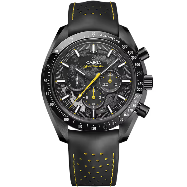 Omega Dark Side of the Moon Black Dial Black Ceramic Leather Strap 44mm