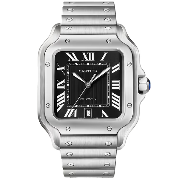 Cartier Santos Black Dial Stainless Steel 40mm
