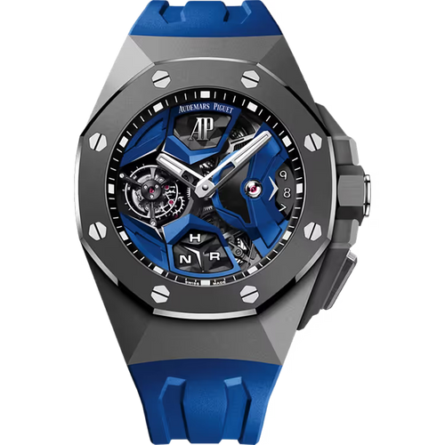Audemars Piguet Royal Oak Concept Skeleton Dial Flying Tourbillon GMT Titanium Blue Rubber Strap 44mm