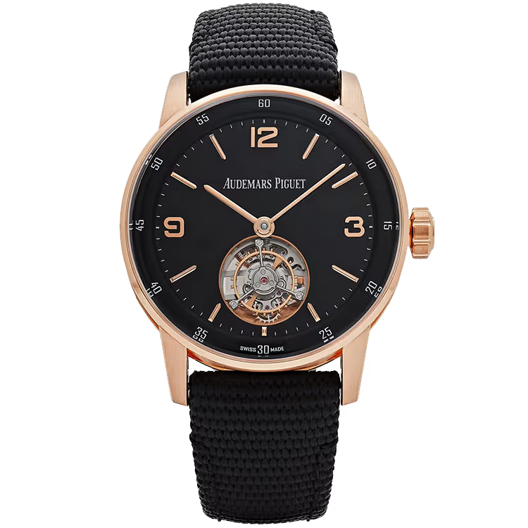 Audemars Piguet 11.59 Black Dial Flying Tourbillon Rose Gold Leather Strap 41mm - Image 1